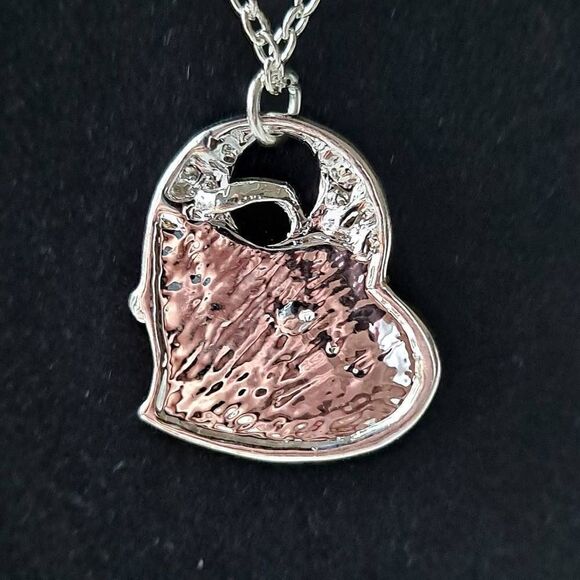 Silvertone Heart Necklace and earring set Nwt - Picture 3 of 7